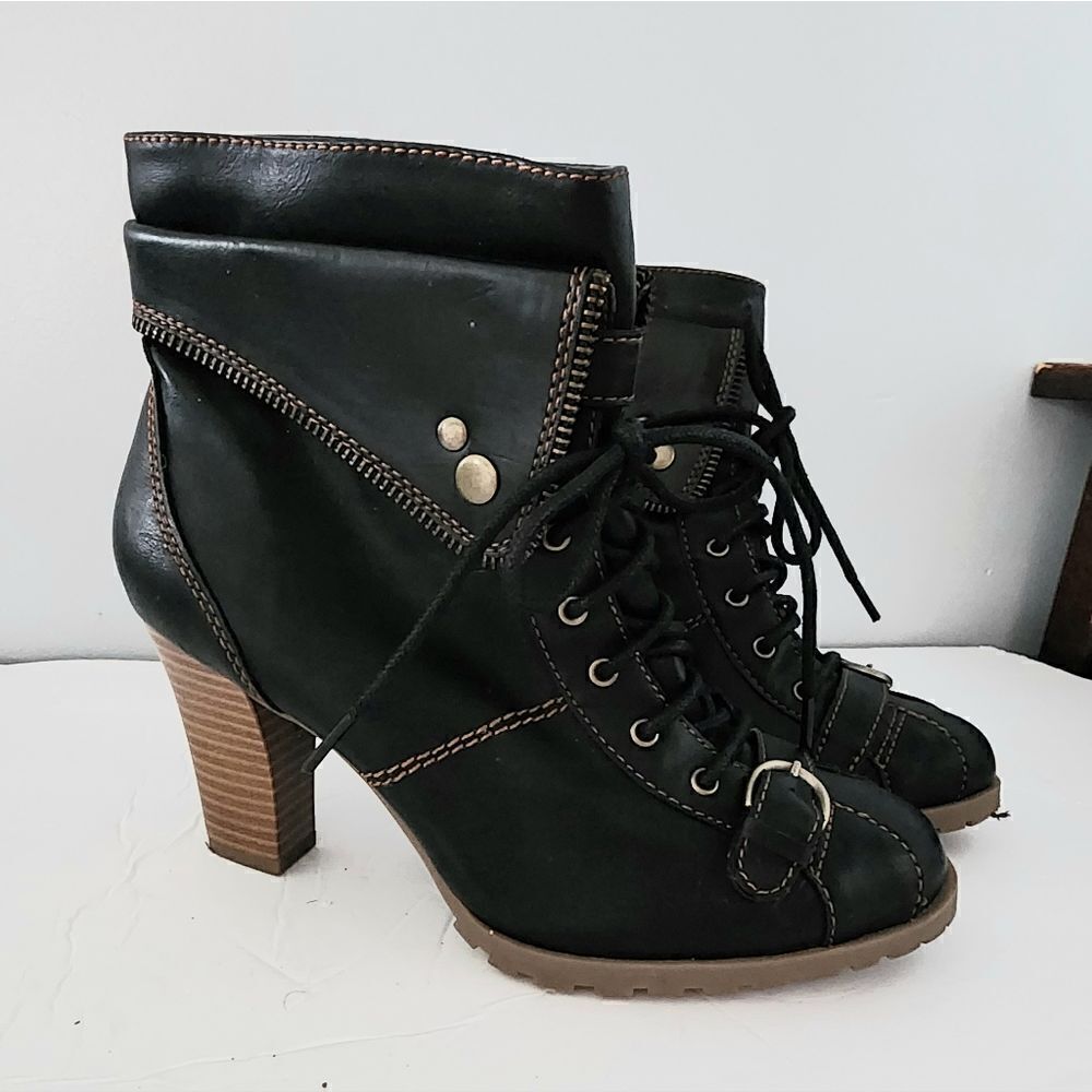Ruff Hewn heeled boots side zip women's size Hawthorn size 7.5 black